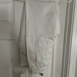 Margie White utility crop flair jeans